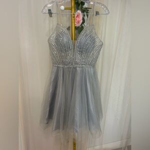 Cinderella Sparkling Silver Formal Dress